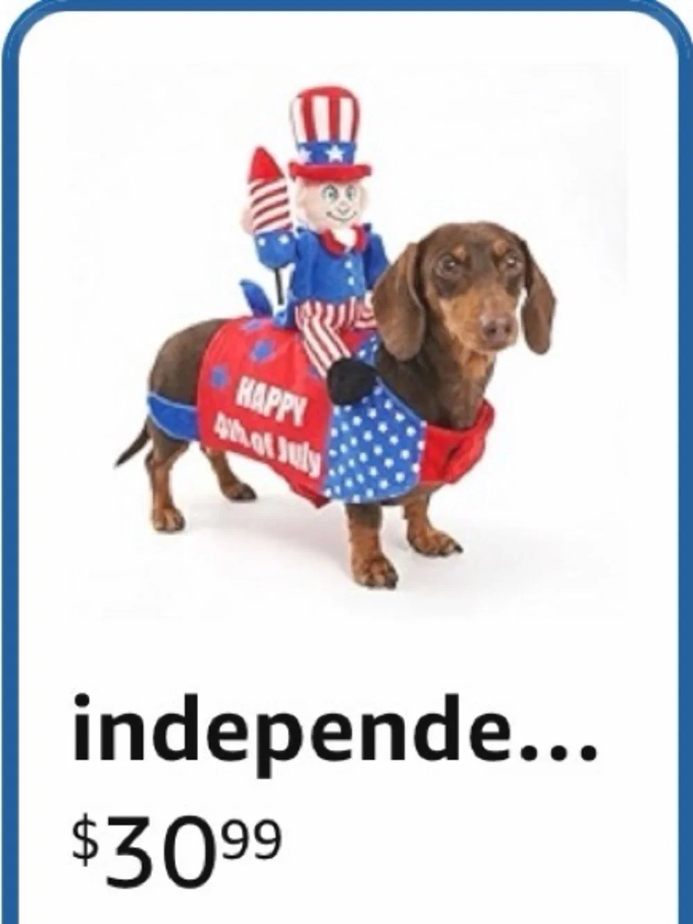 NWOT Uncle Sam Patriotic Happy 4th of July Dog Costume